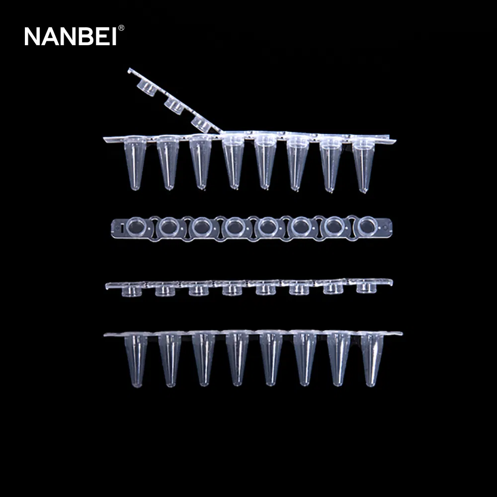 Tubes en plastique PP PCR 8 bandes de laboratoire ultra minces