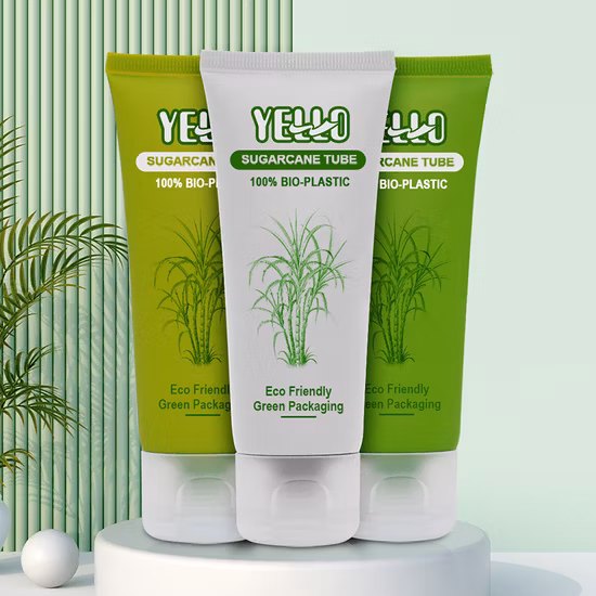 Emballage cosmétique écologique Tube de lotion de canne à sucre biodégradable PCR Tubes de crème cosmétique en plastique vides avec capuchon rabattable